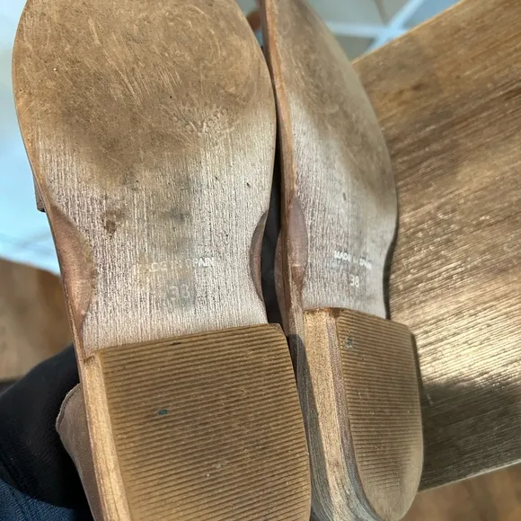 Free People Mont Blanc taupe Leather dark Gray Open Toe Sandals Flats Size 38