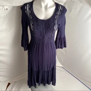 Free People navy boho three quarter bell sleeve maxi dress 2