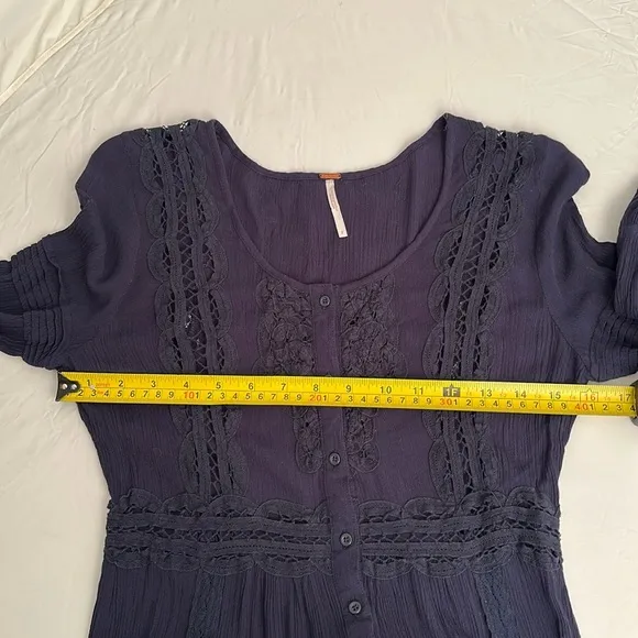 Free People navy boho three quarter bell sleeve maxi dress 2