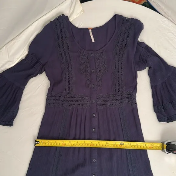 Free People navy boho three quarter bell sleeve maxi dress 2