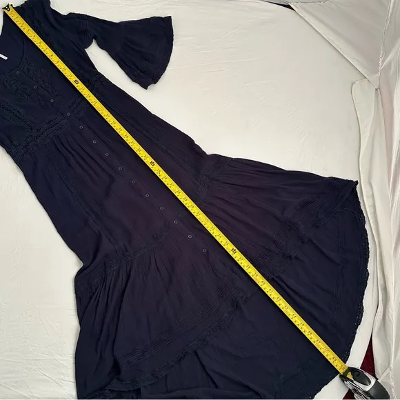 Free People navy boho three quarter bell sleeve maxi dress 2
