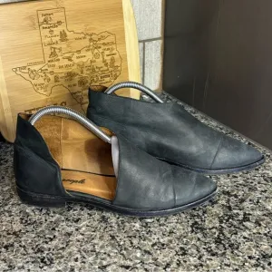 Free People Royale Black Leather Pointy Toe D’Orsay Flats Size 7 1/2