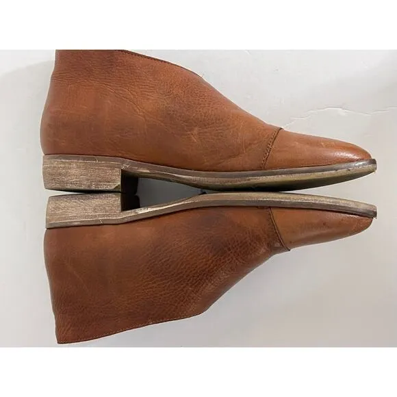 Free People Royale Booties 36 / 6 Brown Leather Cut Out Ankle Boots Flats Shoes