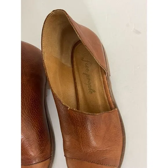 Free People Royale Booties 36 / 6 Brown Leather Cut Out Ankle Boots Flats Shoes