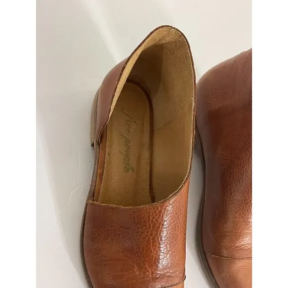 Free People Royale Booties 36 / 6 Brown Leather Cut Out Ankle Boots Flats Shoes