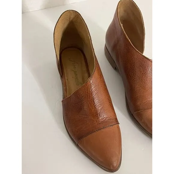 Free People Royale Booties 36 / 6 Brown Leather Cut Out Ankle Boots Flats Shoes