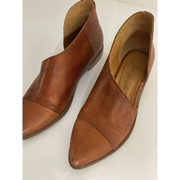 Free People Royale Booties 36 / 6 Brown Leather Cut Out Ankle Boots Flats Shoes