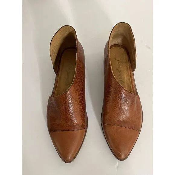 Free People Royale Booties 36 / 6 Brown Leather Cut Out Ankle Boots Flats Shoes