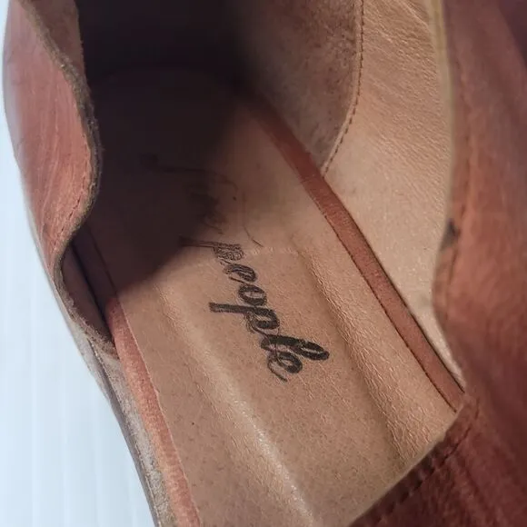 Free People‎ Royale Women's Flats Asymmetrical Tan Brown Leather  Size 37/7-7.5