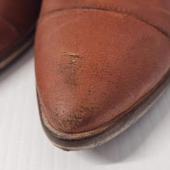 Free People‎ Royale Women's Flats Asymmetrical Tan Brown Leather  Size 37/7-7.5