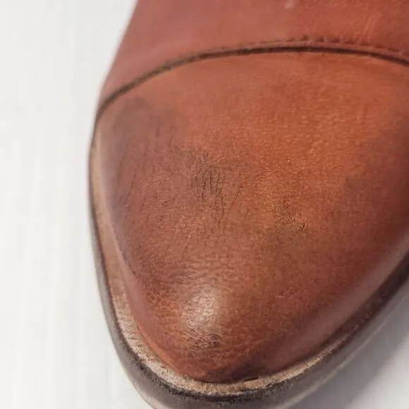 Free People‎ Royale Women's Flats Asymmetrical Tan Brown Leather  Size 37/7-7.5