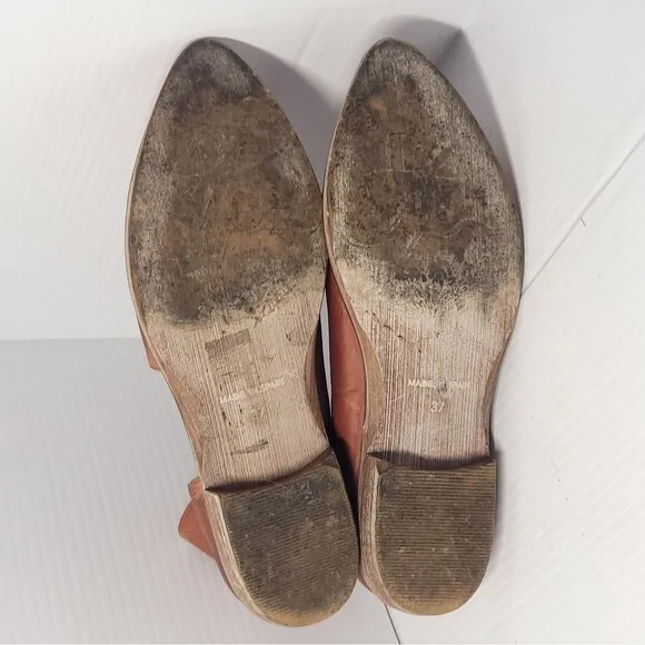 Free People‎ Royale Women's Flats Asymmetrical Tan Brown Leather  Size 37/7-7.5