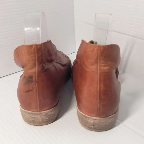 Free People‎ Royale Women's Flats Asymmetrical Tan Brown Leather  Size 37/7-7.5