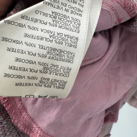 Free People Sevi Plaid Mini Dress Puff Sleeve Grey and Pink Combo Size L NWOT