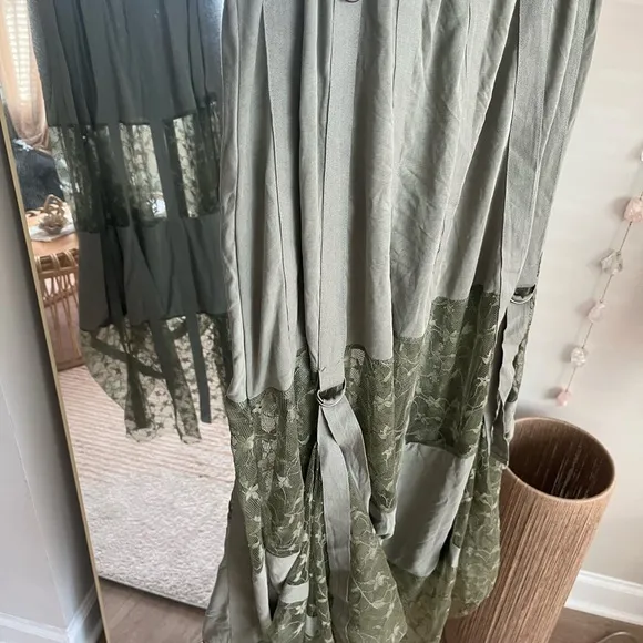 Free People She is Love Olive Green Lace Maxi Skirt Medium