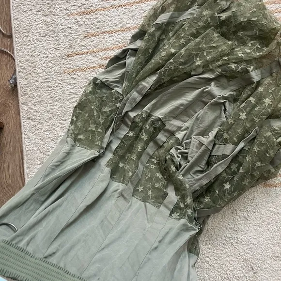 Free People She is Love Olive Green Lace Maxi Skirt Medium