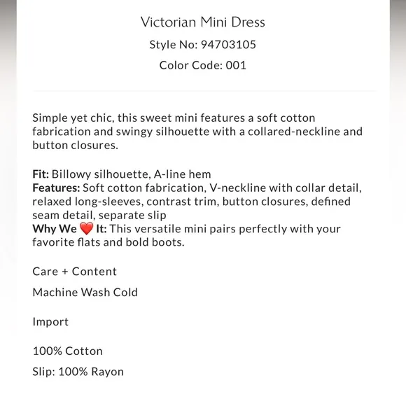 Free People Victorian Mini Dress in Black NWOT