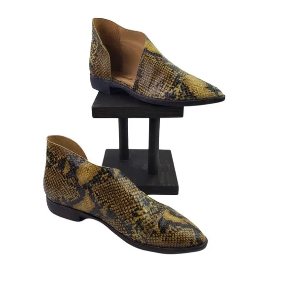 Free People Yellow Royale Leather Snake Flats Sz 6