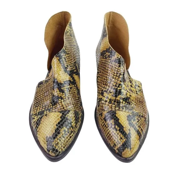 Free People Yellow Royale Leather Snake Flats Sz 6
