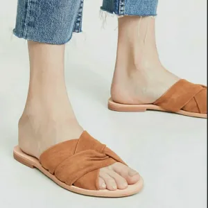 Free PeopleRio Vista slip-on sandals tan suede leather open toe flats EU41
