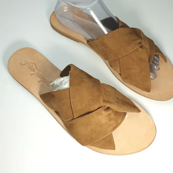 Free PeopleRio Vista slip-on sandals tan suede leather open toe flats EU41