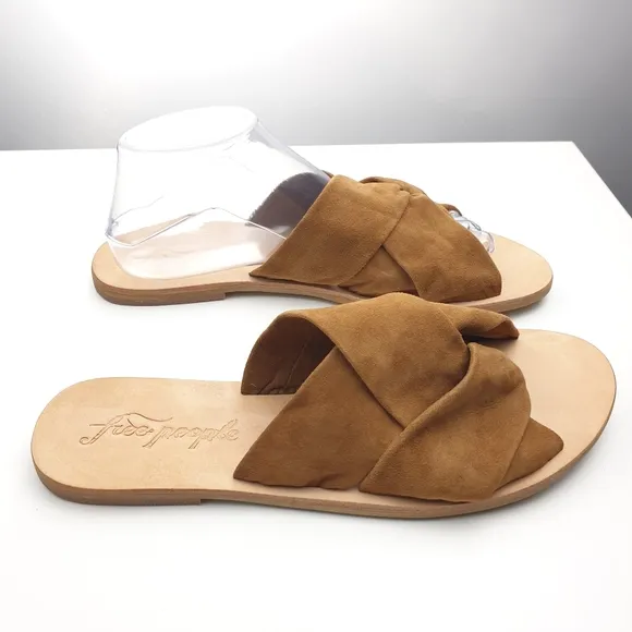 Free PeopleRio Vista slip-on sandals tan suede leather open toe flats EU41
