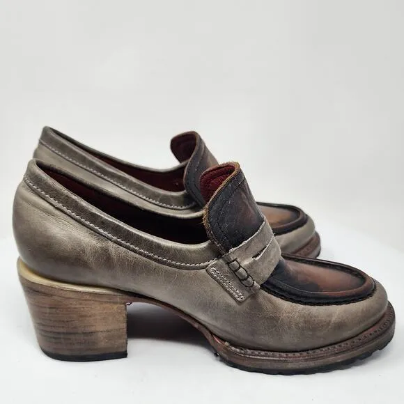 Freebird Bristol Heeled Loafers Women 8 Stone Multi Copper Gold Leather Slip-on