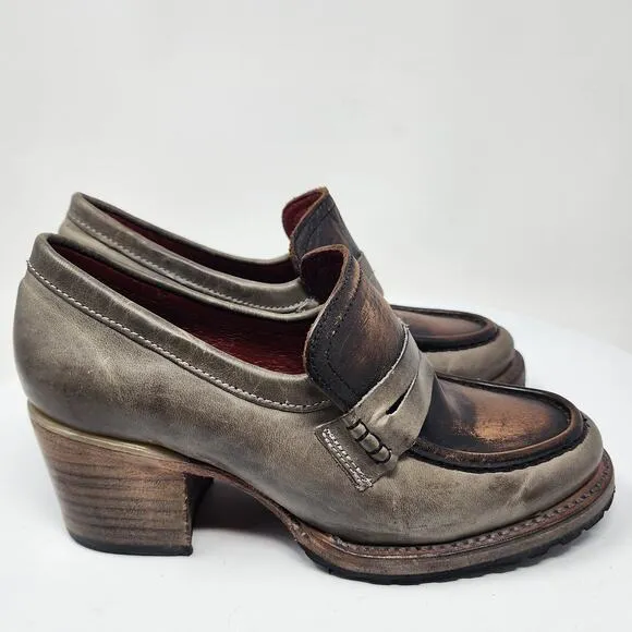 Freebird Bristol Heeled Loafers Women 8 Stone Multi Copper Gold Leather Slip-on