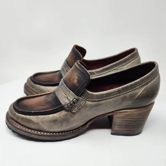 Freebird Bristol Heeled Loafers Women 8 Stone Multi Copper Gold Leather Slip-on