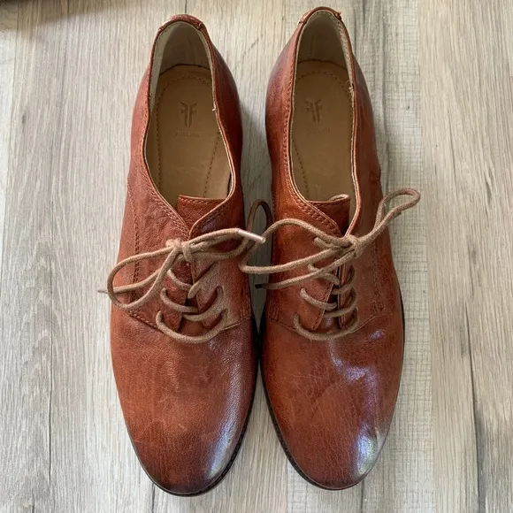 Frye Cognac Leather Lace Up Oxfords