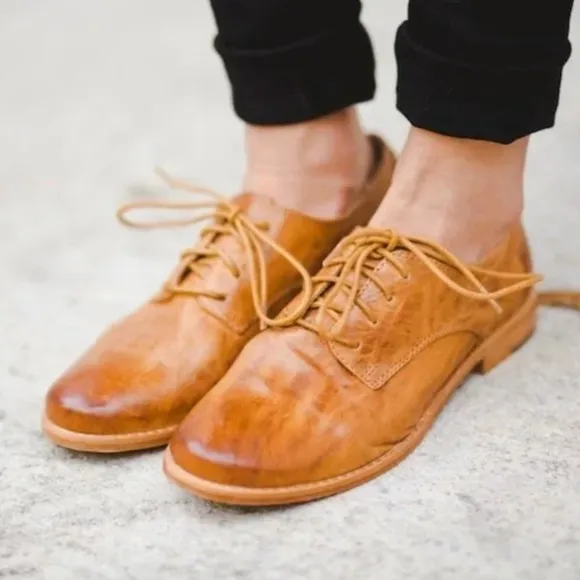 Frye Cognac Leather Lace Up Oxfords