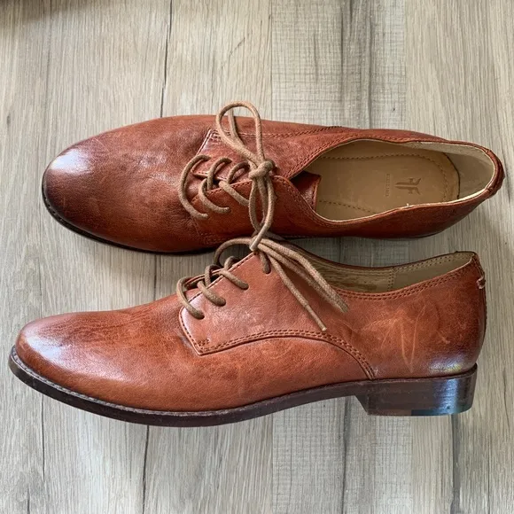 Frye Cognac Leather Lace Up Oxfords