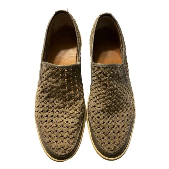 FRYE Gemma Open Weave Loafers Gray suede leather Size 11 EUC