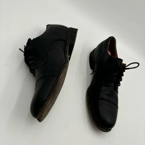 Frye Men’s 8 Black Leather Harvey Cap Toe Lace Up Oxford Loafers