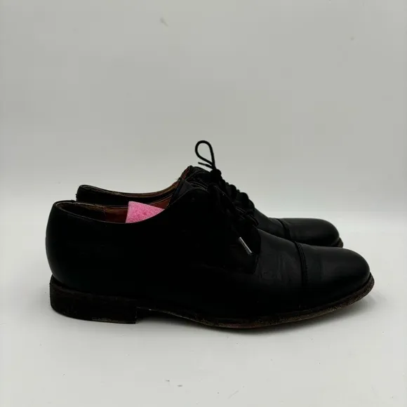 Frye Men’s 8 Black Leather Harvey Cap Toe Lace Up Oxford Loafers