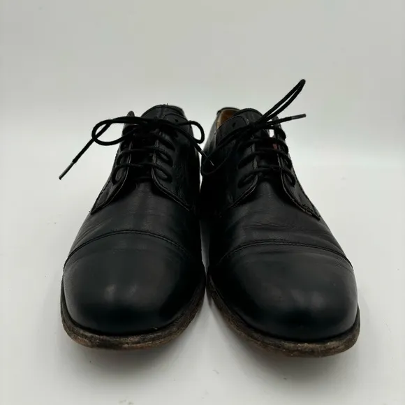 Frye Men’s 8 Black Leather Harvey Cap Toe Lace Up Oxford Loafers