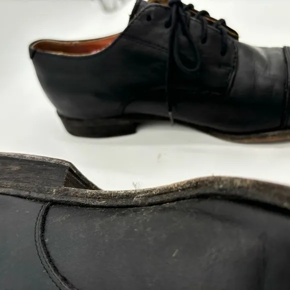 Frye Men’s 8 Black Leather Harvey Cap Toe Lace Up Oxford Loafers