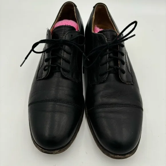 Frye Men’s 8 Black Leather Harvey Cap Toe Lace Up Oxford Loafers