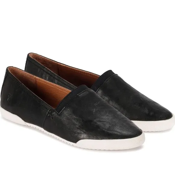 FRYE Women's Melanie Slip On Leather Sneakers Black Size 9 NEW