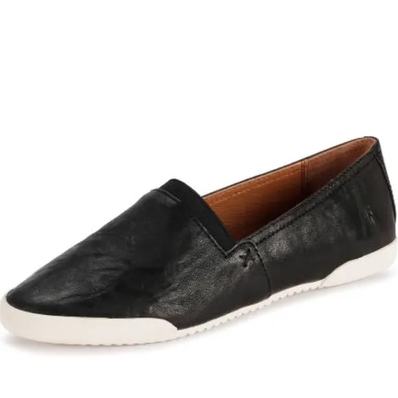 FRYE Women's Melanie Slip On Leather Sneakers Black Size 9 NEW