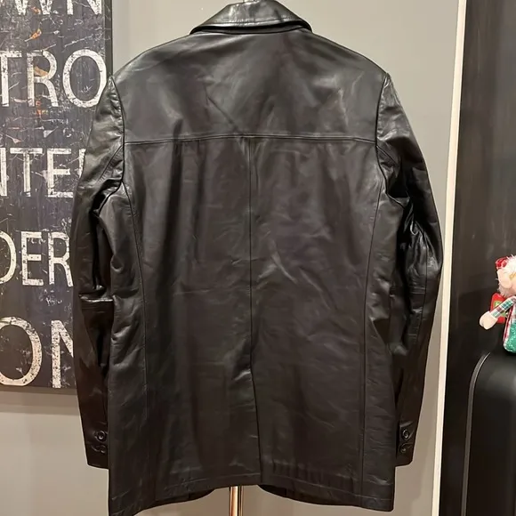 🕺Gap genuine calf leather coat 2 buttons notched label black small