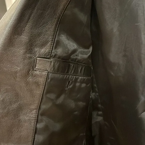 🕺Gap genuine calf leather coat 2 buttons notched label black small