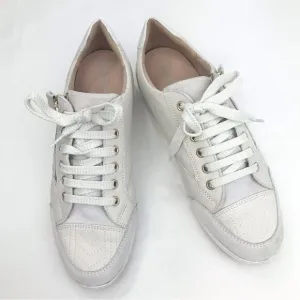 Geox Respira Cream White Leather Side Zip Low Top Sneakers