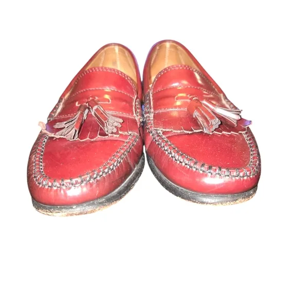 G.H.Bass &amp; Co.VTG USA Made Weejuns Layton Burgundy Kiltie Tassel Loafers Sz 10.5