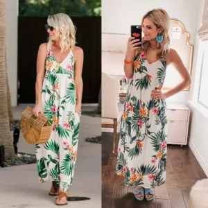 Gibson Hi Sugarplum Palm Springs Tropical Maxi Dress