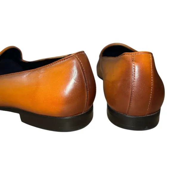 Gifennse Men’s Brown Leather Loafers Size 7.5 Croc Embossed Slip On Dress Shoes