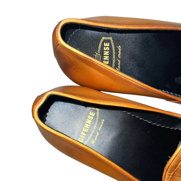 Gifennse Men’s Brown Leather Loafers Size 7.5 Croc Embossed Slip On Dress Shoes