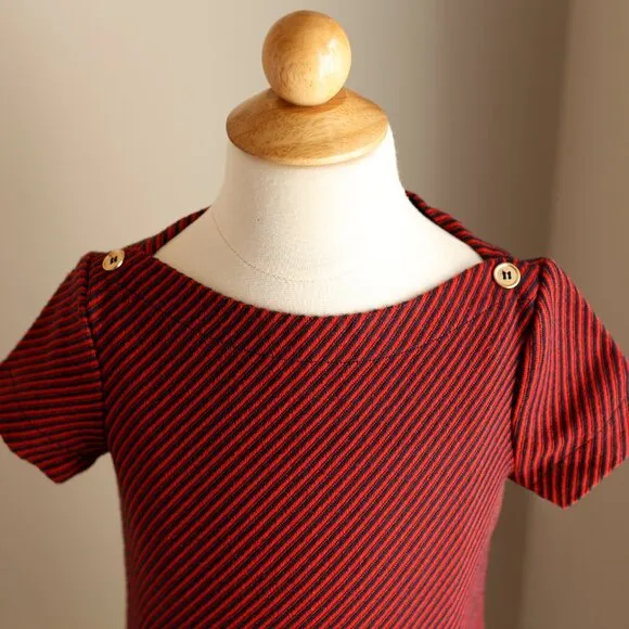 Girl's Red Striped Tweed Shift Dress Preppy Chic Size 7 Boutique New