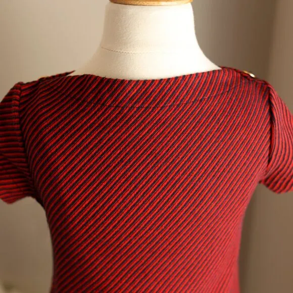 Girl's Red Striped Tweed Shift Dress Preppy Chic Size 7 Boutique New