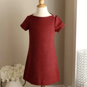 Girl's Red Striped Tweed Shift Dress Preppy Chic Size 7 Boutique New
